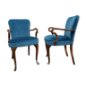 Pair of blue velvet armchairs