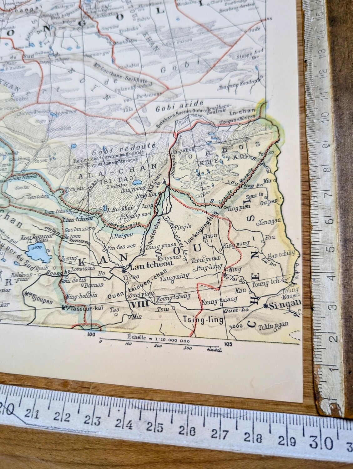Mongolie, Asie. Planche géographique imprimée en 1900.