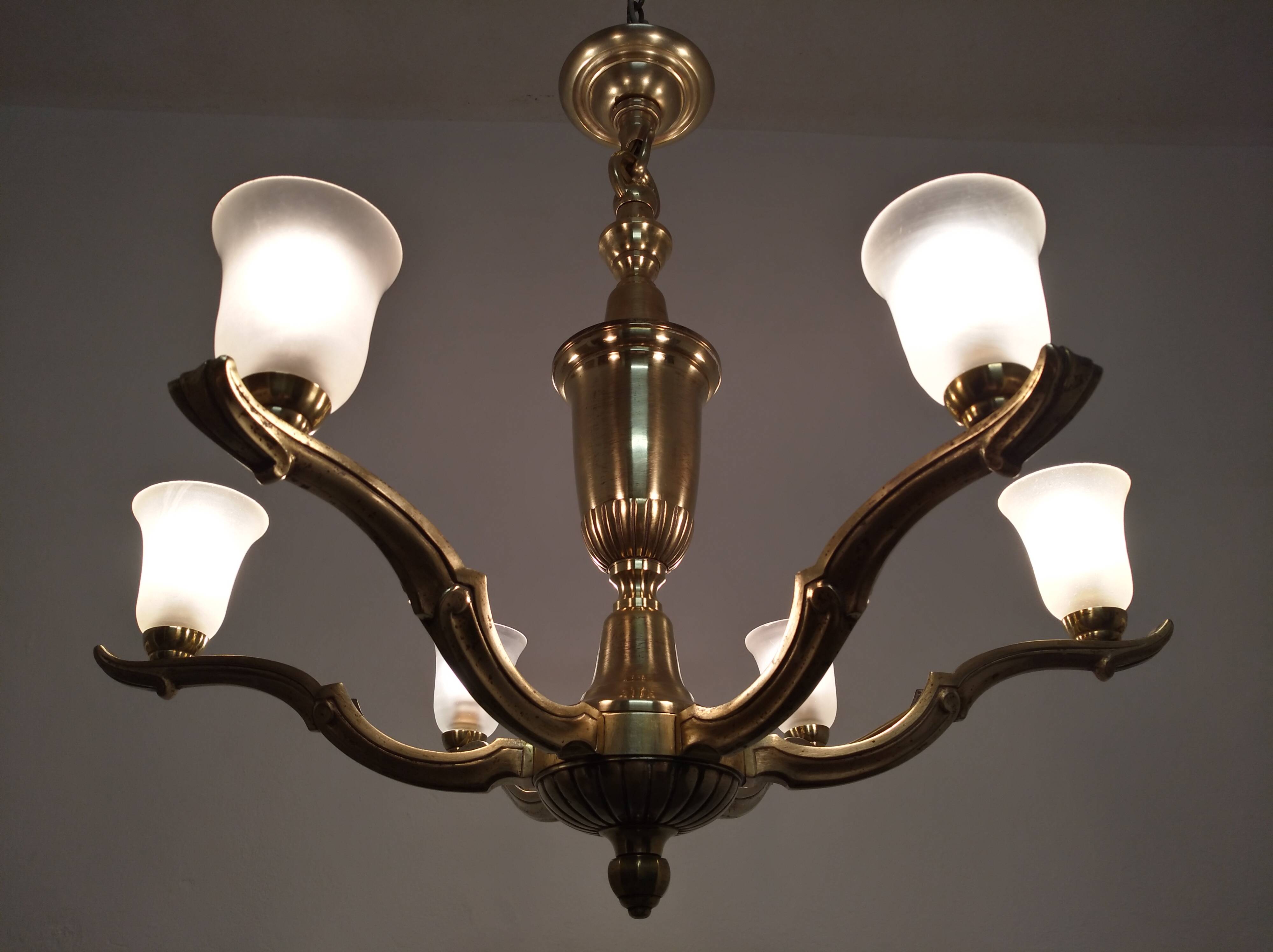 Art Deco bronze chandelier circa 1930
