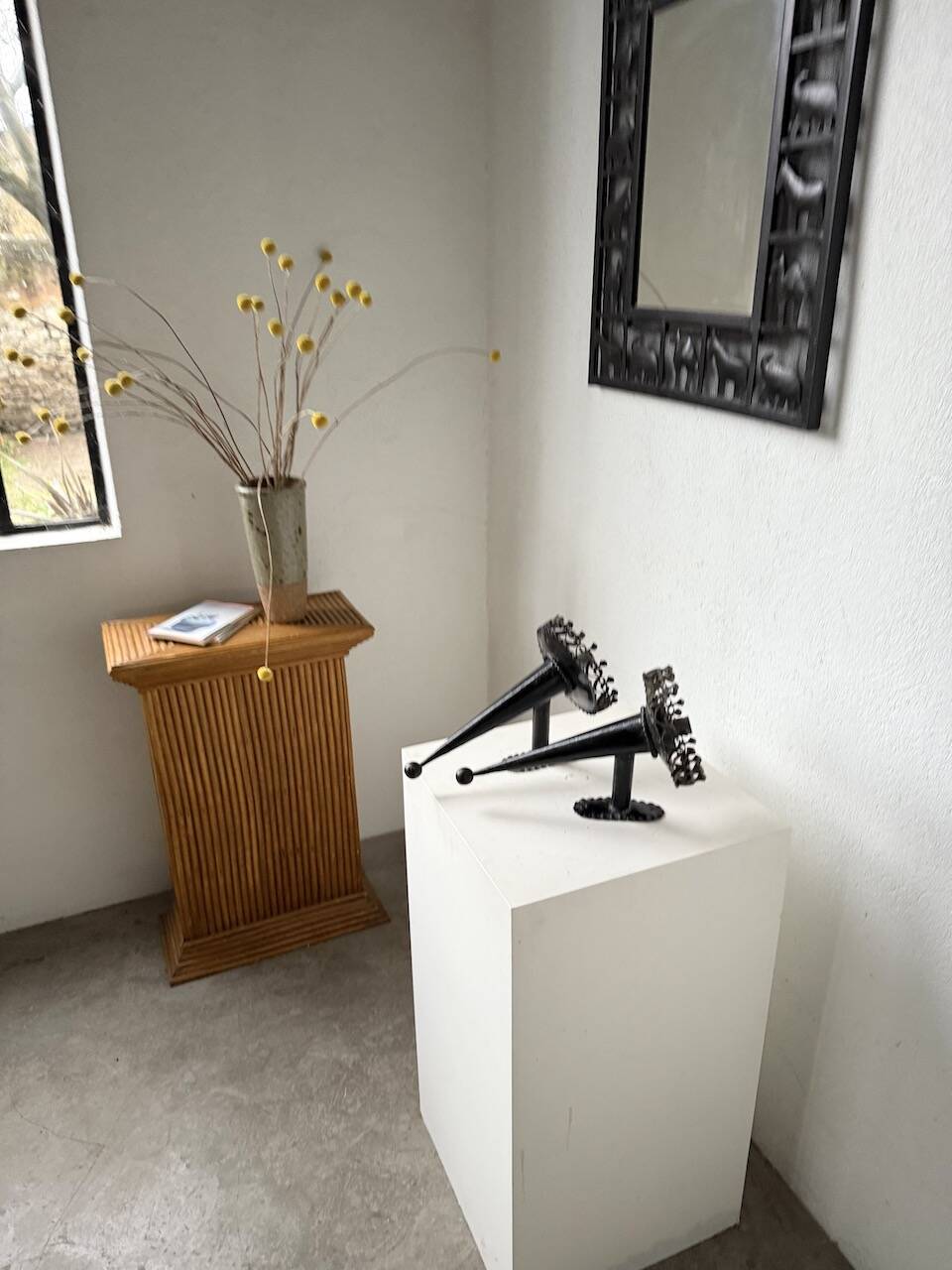 Black metal brutalist wall lights