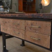 factory workbench in cast iron and wood 1930 with 9 drawers