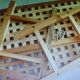 Coffee table made of wood with open shelves, plant stand garden.