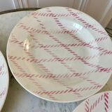 set of 4 hollow plates Badonviller pink rope pattern 30s