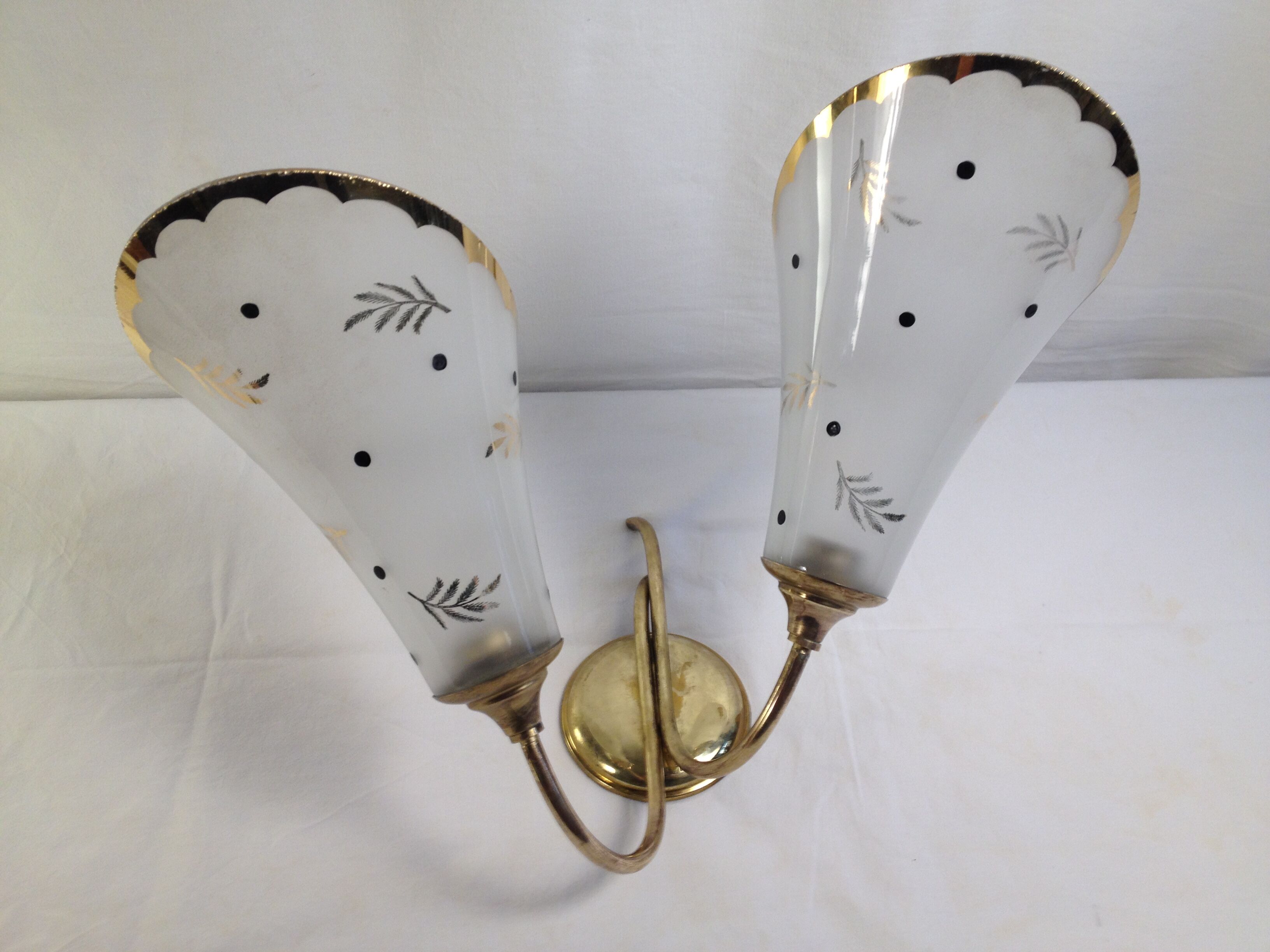 Tulip wall lamp 50s, Vintage, glass and brass