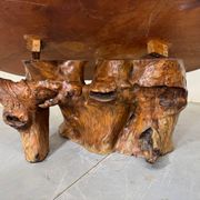 Brutalist Wabi Sabi mid-century coffee table made of natural biological burl wood.