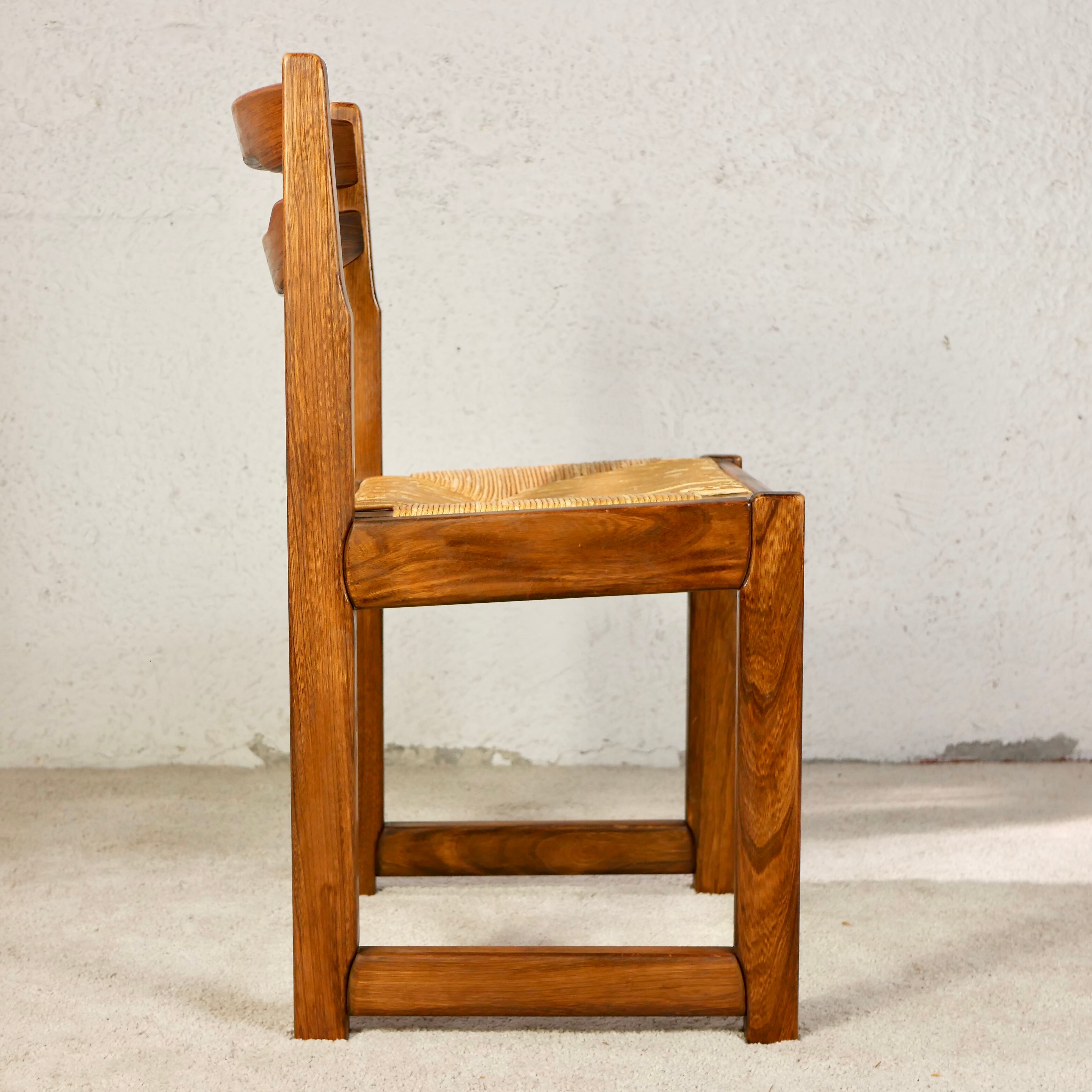 Series of 6 chairs in elm and rope Maison Regain