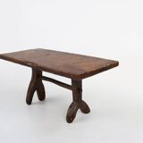 Rustic Spanish dining table, handmade in oak, 16th century