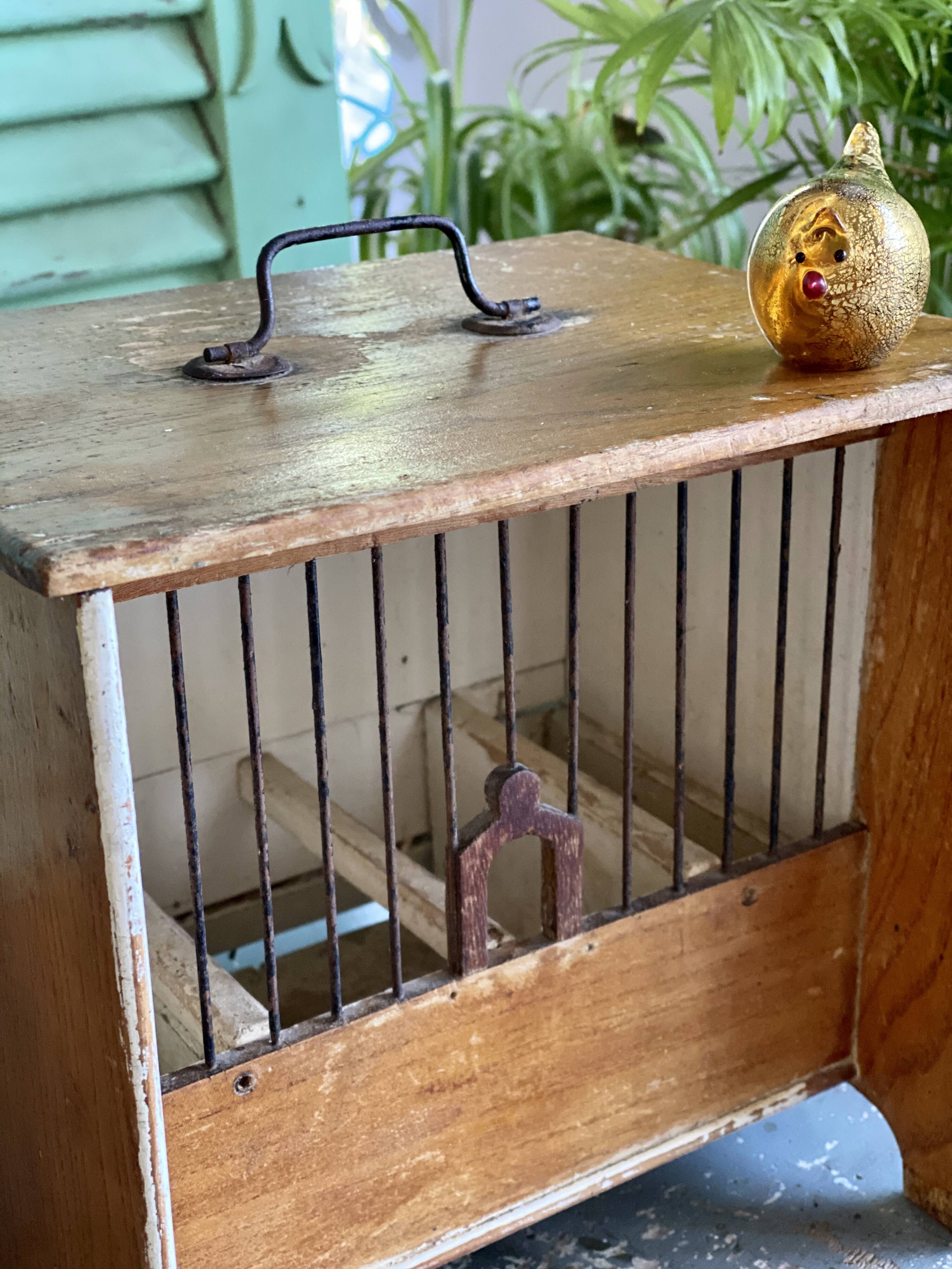 Wooden and steel bird cage