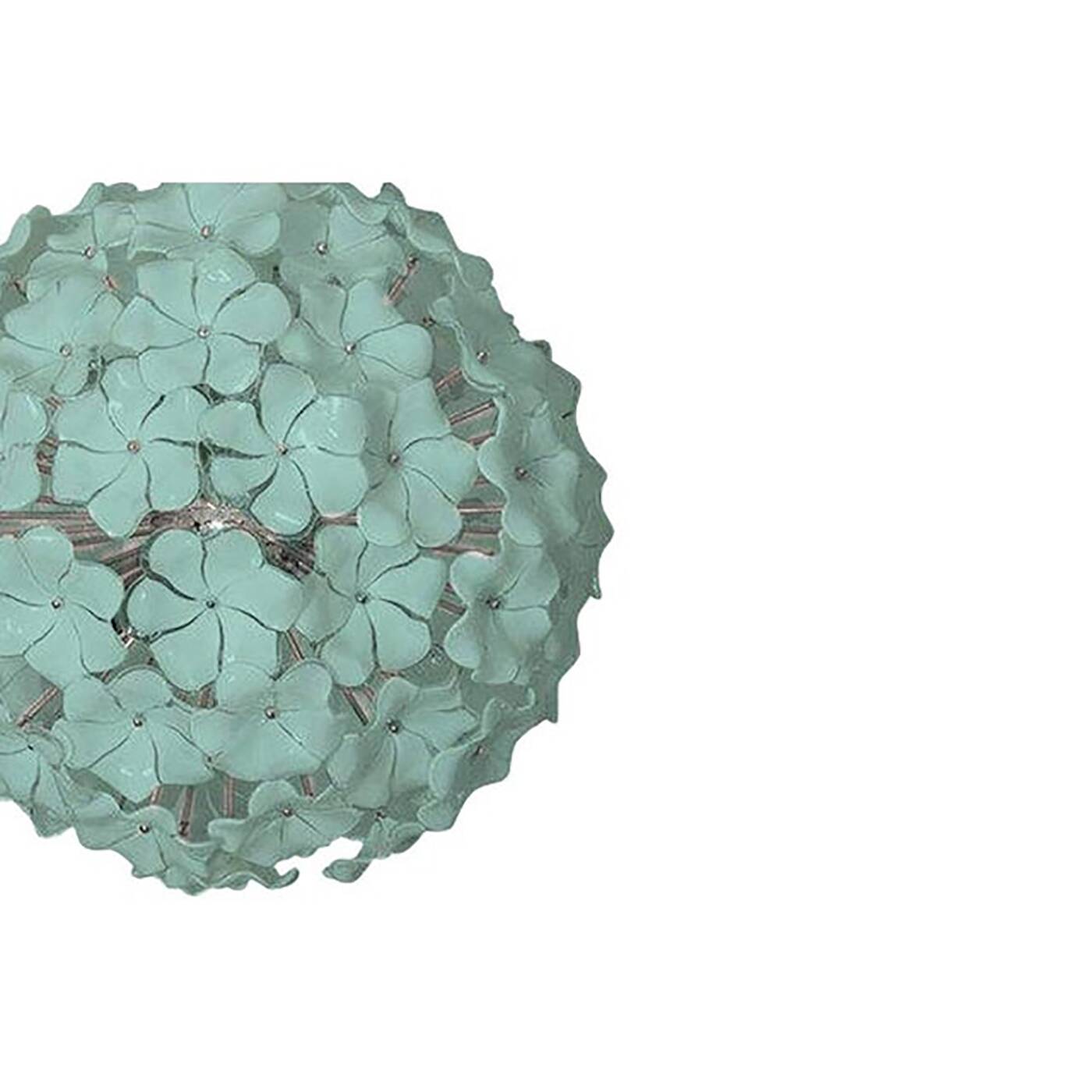 Venetian Green-Wather Flowers Murano Style Glass Sputnik Chandelier