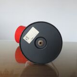 Table lamp in red lacquered aluminum and chromed metal