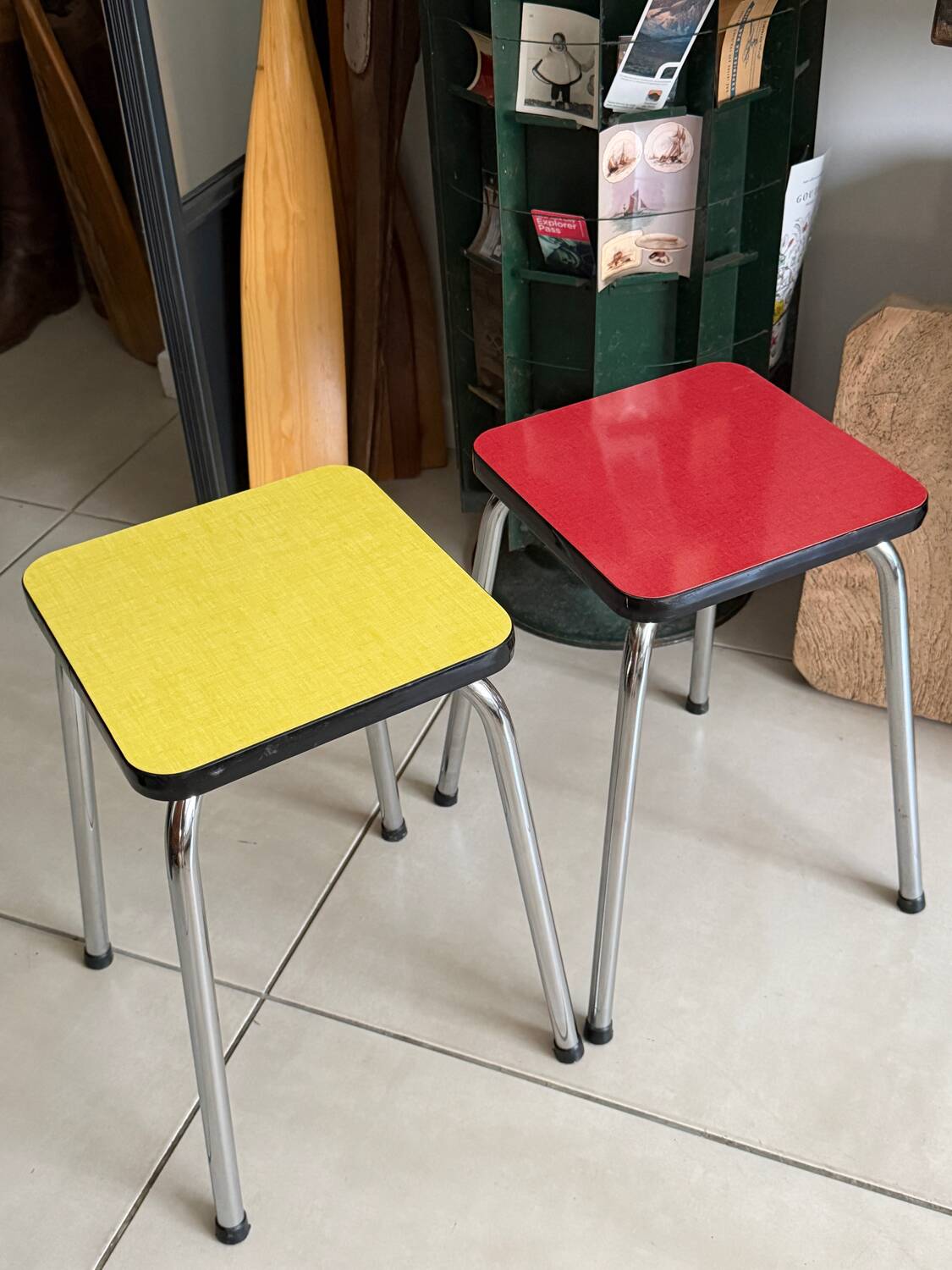 Set of 2 vintage Formica stools