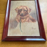 Painting portrait of dog oil on panel 1920