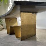 Addor 60s sculptural marble and brass coffee table