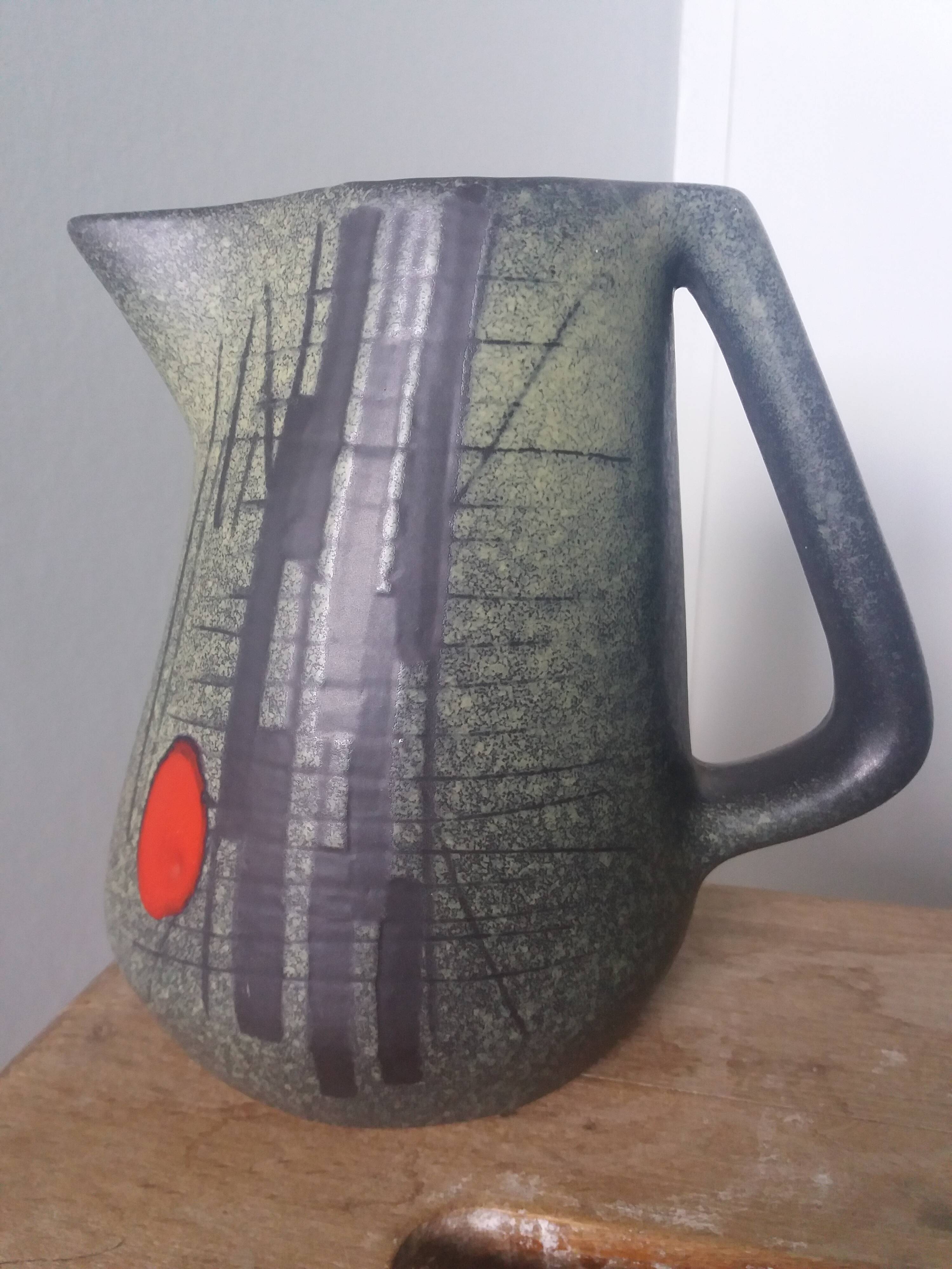 Pitcher signed François Caleca Vallauris rare in pale green