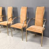 Brass dining chairs by Belgochrom, 1970s - set of 4