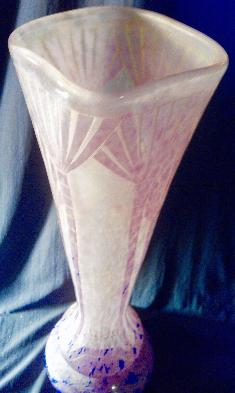 Vase 48 cm papyrus decoration the french glass - charder - schneider
