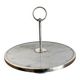 Silver-plated rotating platter and white marble pastry stand 1960 neoclassical