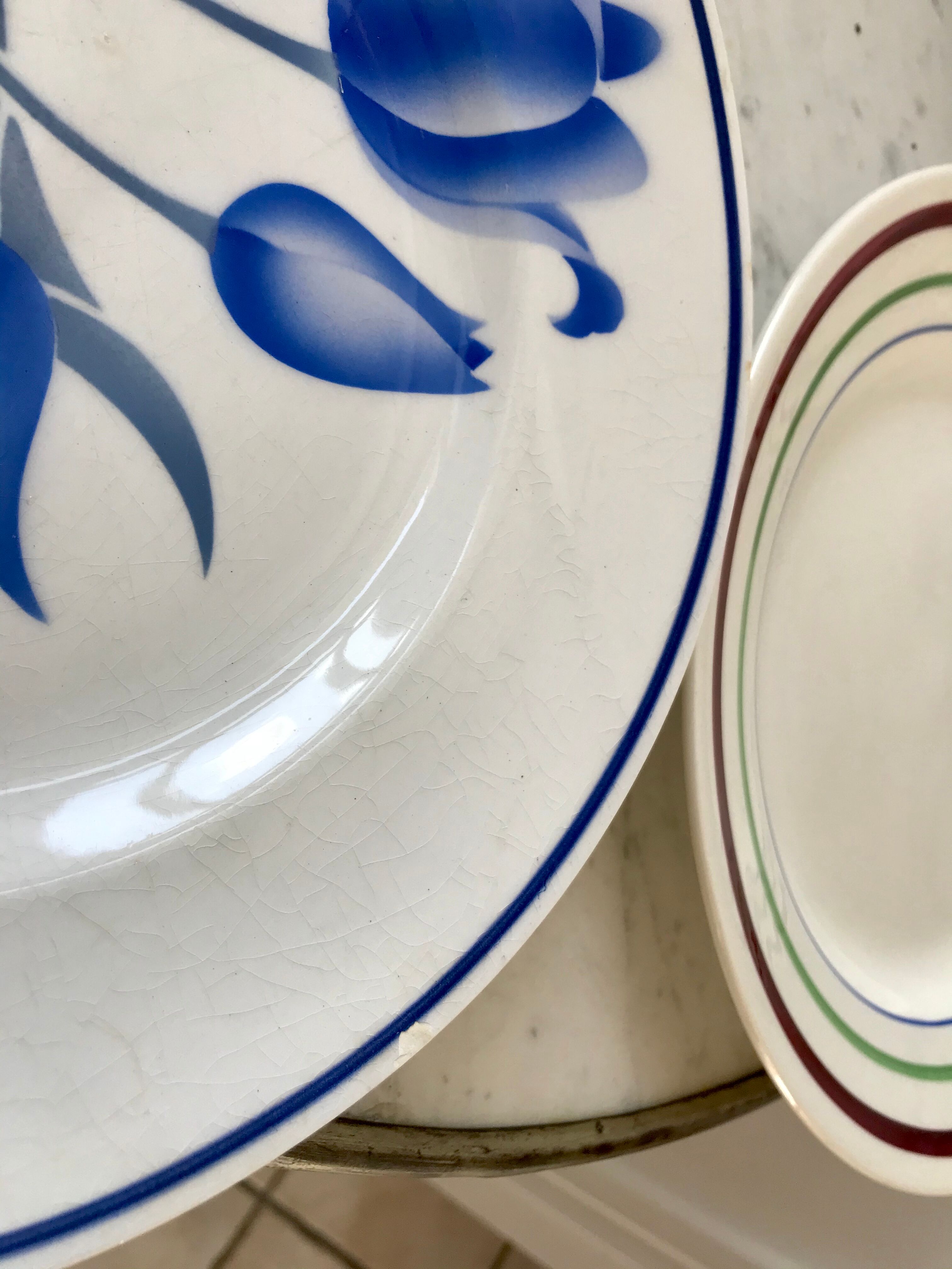 Set of 6 flat plates mismatched Digoin Sarreguemines and Gien years 30-40