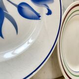 Set of 6 flat plates mismatched Digoin Sarreguemines and Gien years 30-40