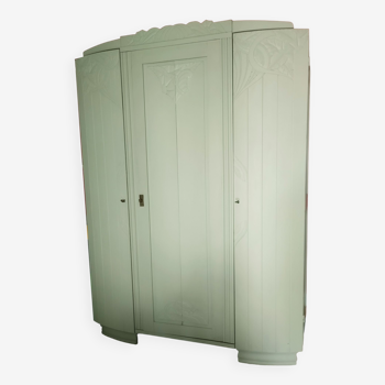 3-door art deco style wardrobe - With or without central mirror