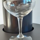 Set of 6 mismatched champagne glasses in crystal engraved years 50-60