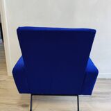 Vintage blue velvet armchair