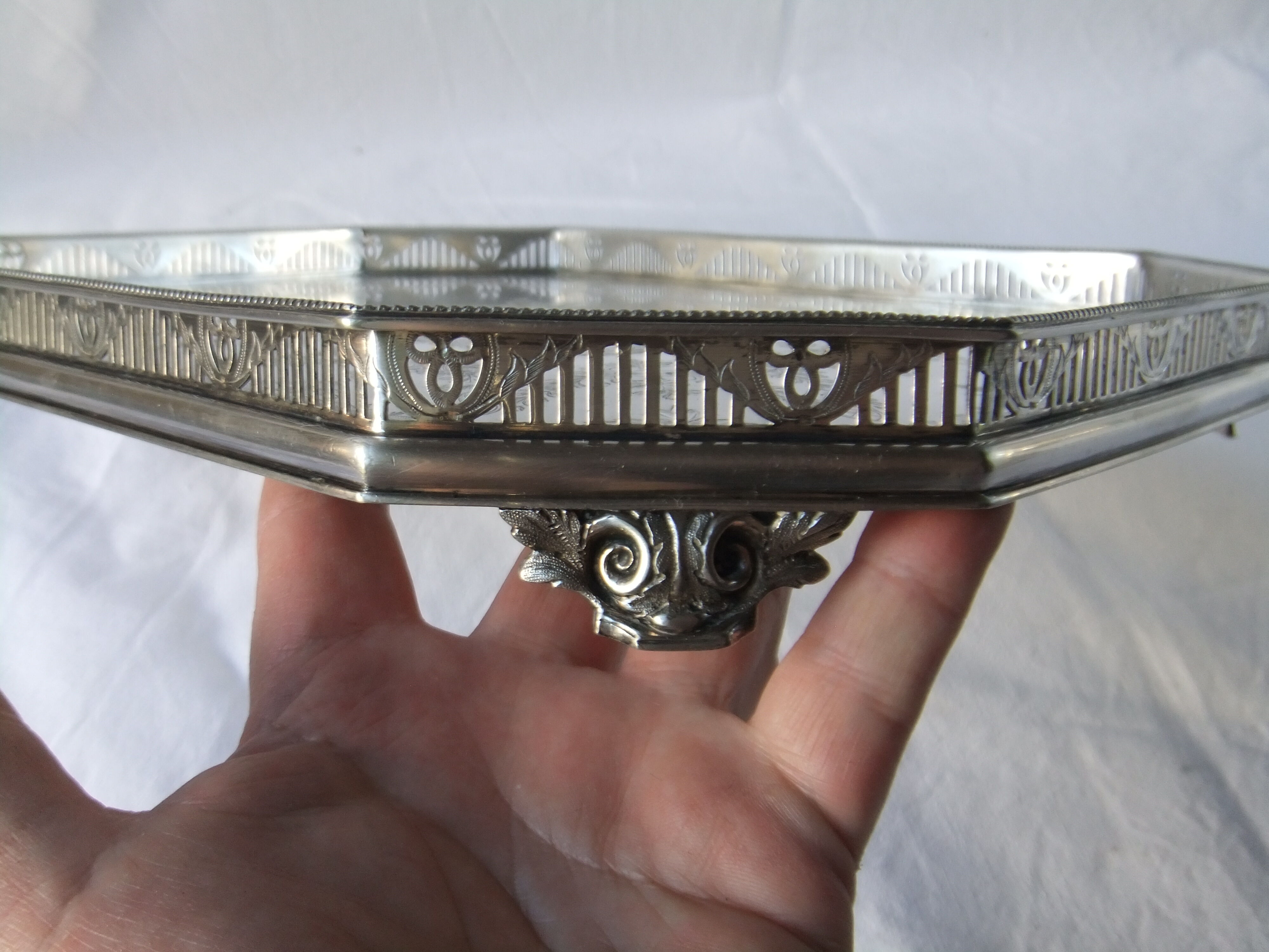 Serving tray punch goldsmith Martin Hall - Co silver metal eagle crown