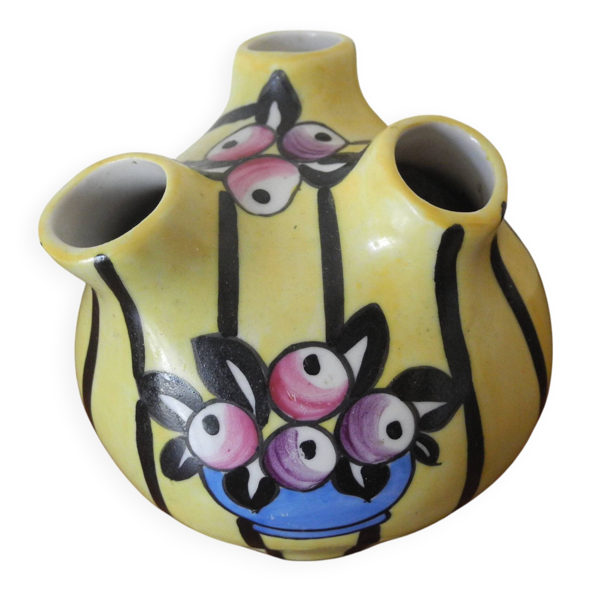 Old porcelain flower vase Gabriel Fourmaintraux Desvres