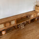 Vintage oak sideboard TV unit with raw finish and caning.