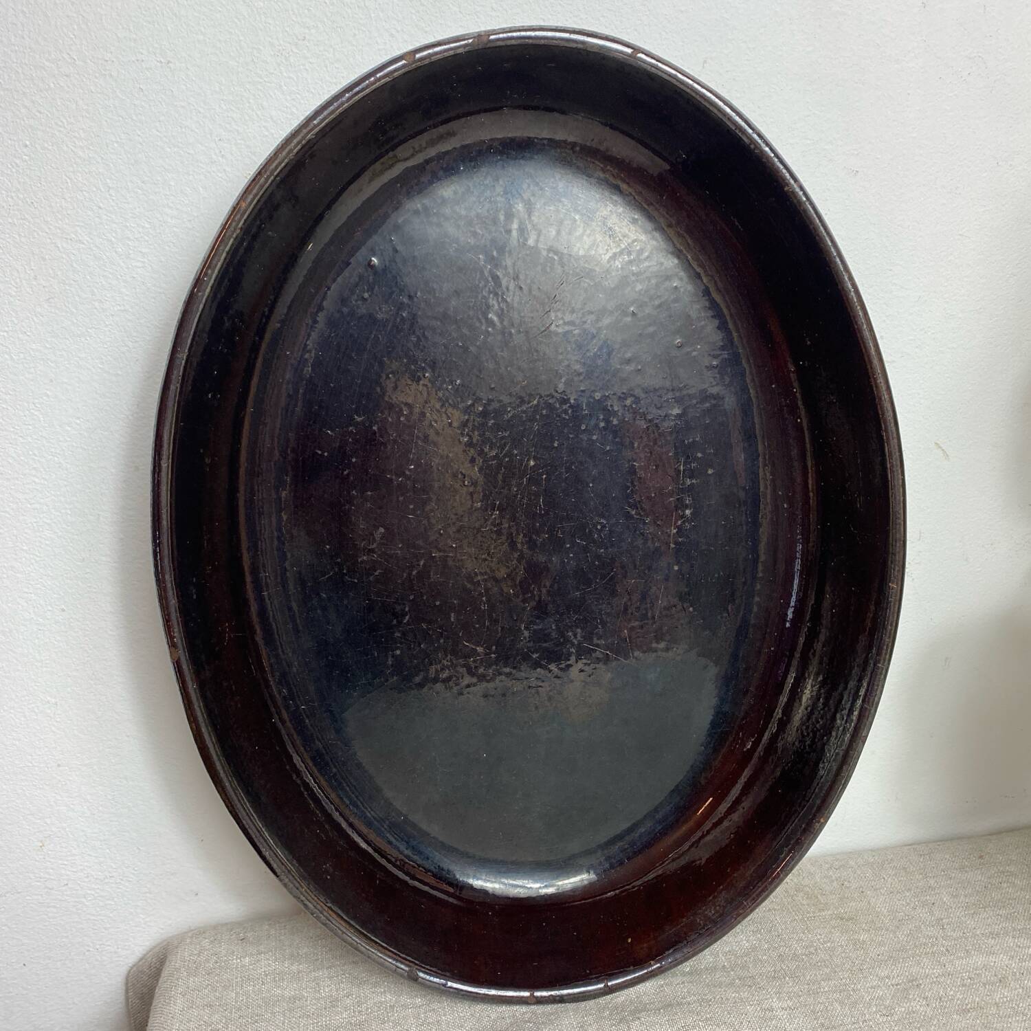 Vallauris iridescent ceramic gratin dish