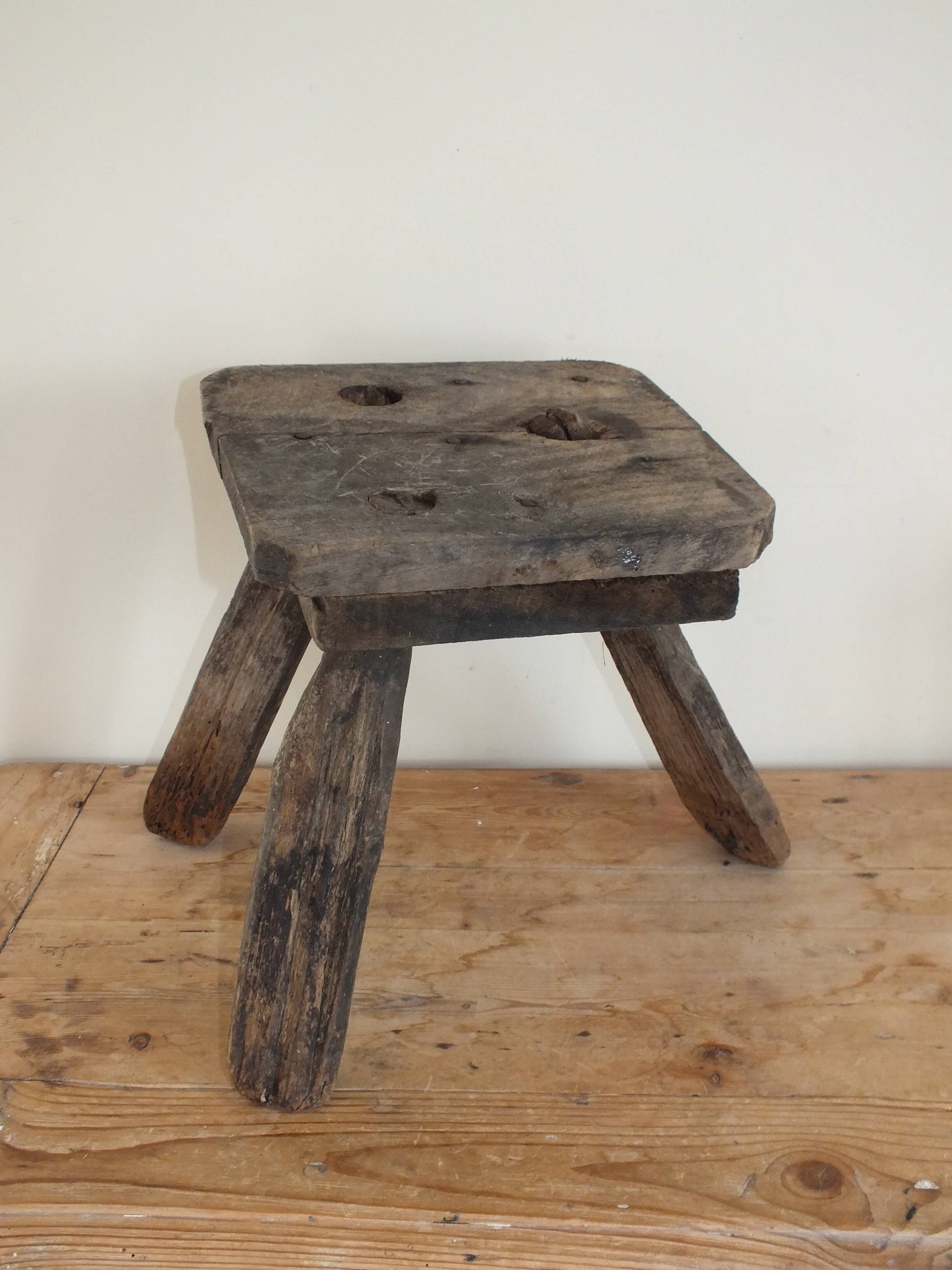 Small brutalist stool, norman farm tripod