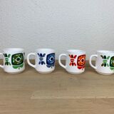 4 vintage Mobil mugs