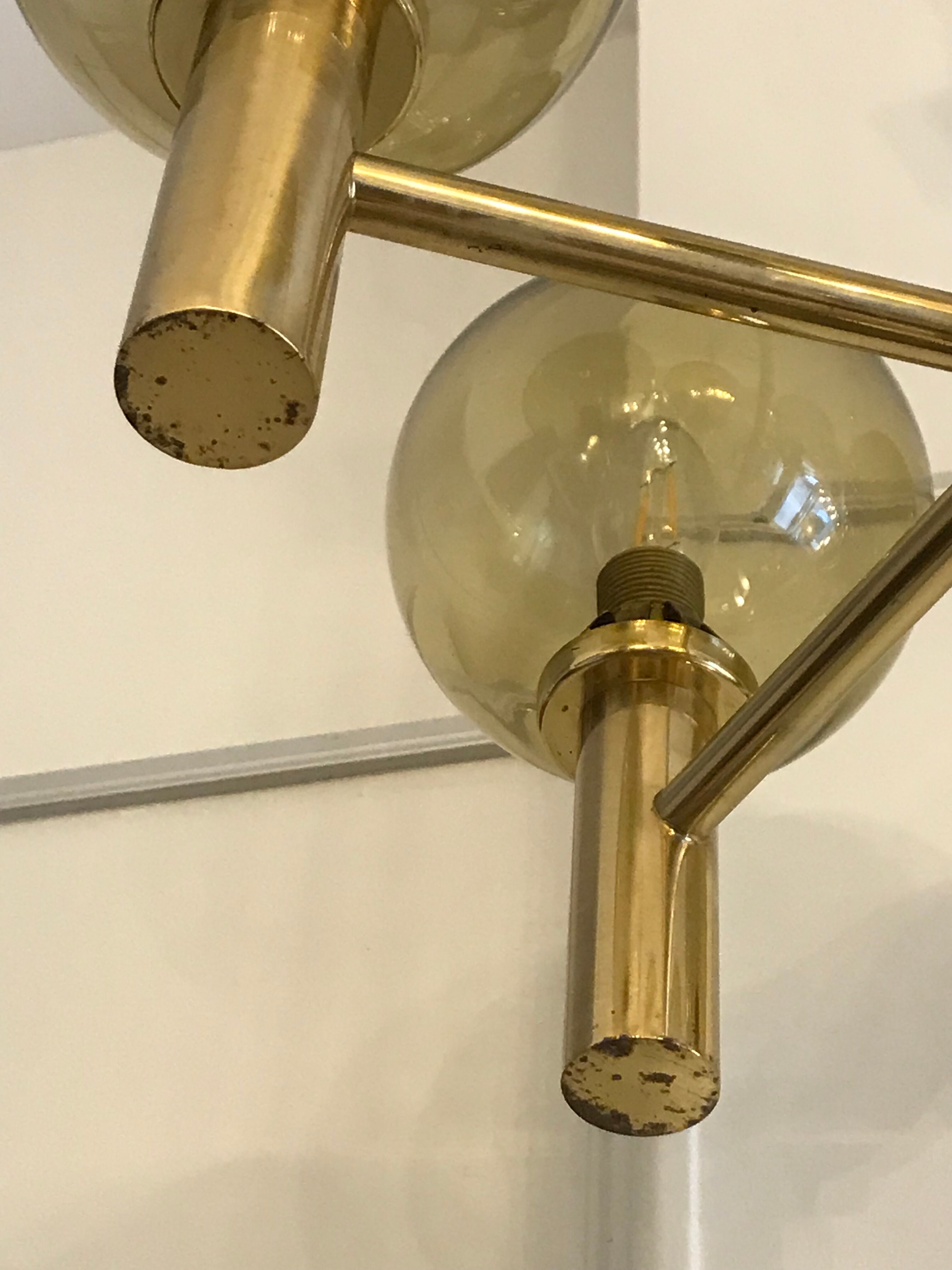 5-globe smoked brass chandelier