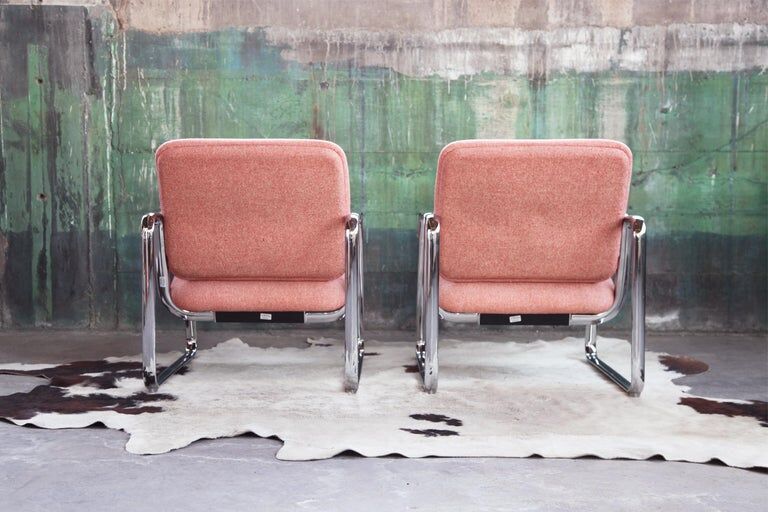 Chrome armchair with Knoll textile, 1980s