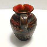 Handmade Brown Lacquered Earthenware Pitcher by Aldo Londi for Bitossi