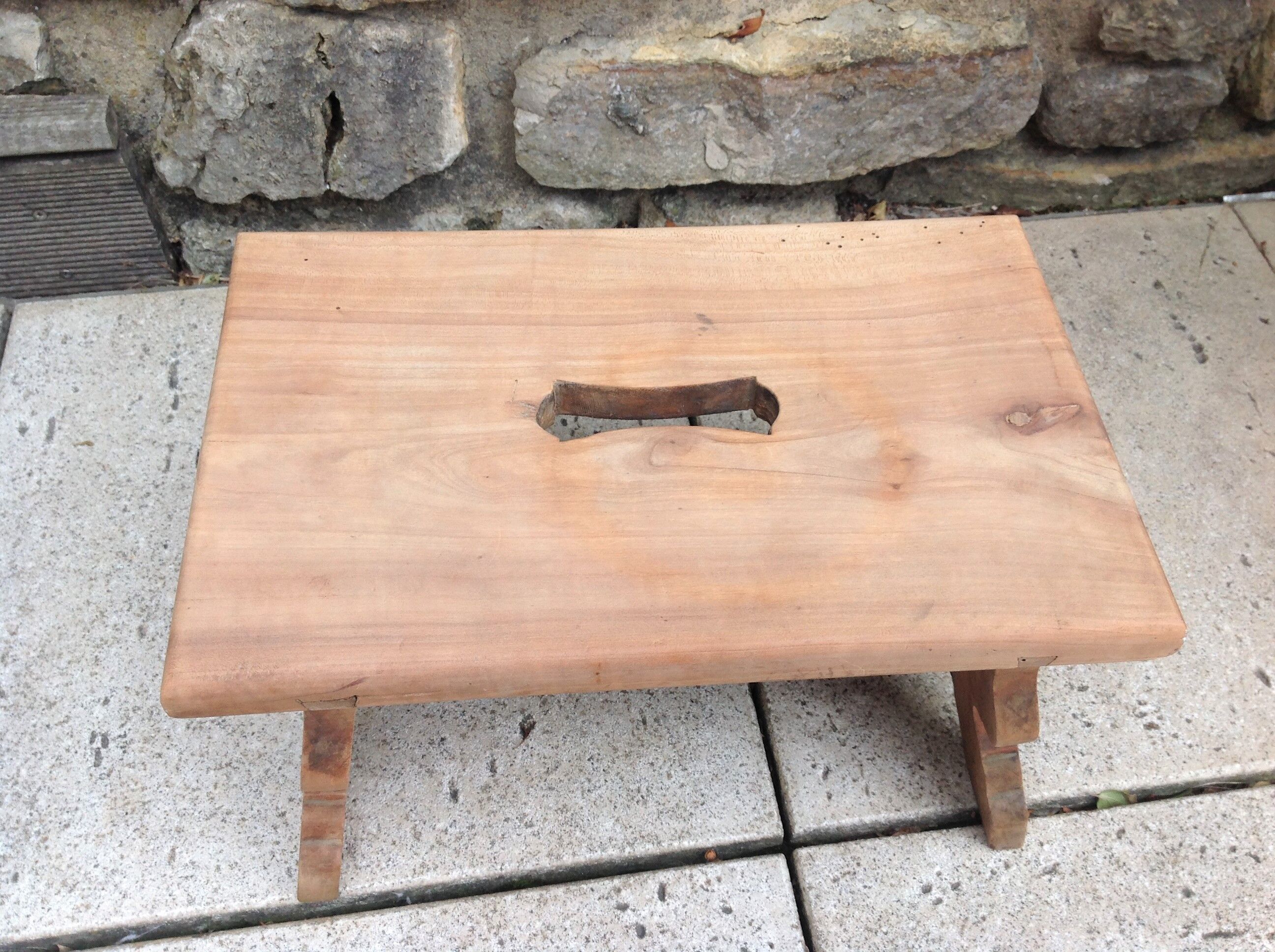 Foot stool in raw wood vintage 50s-60s