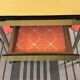 Table formica yellow and 2 red chairs
