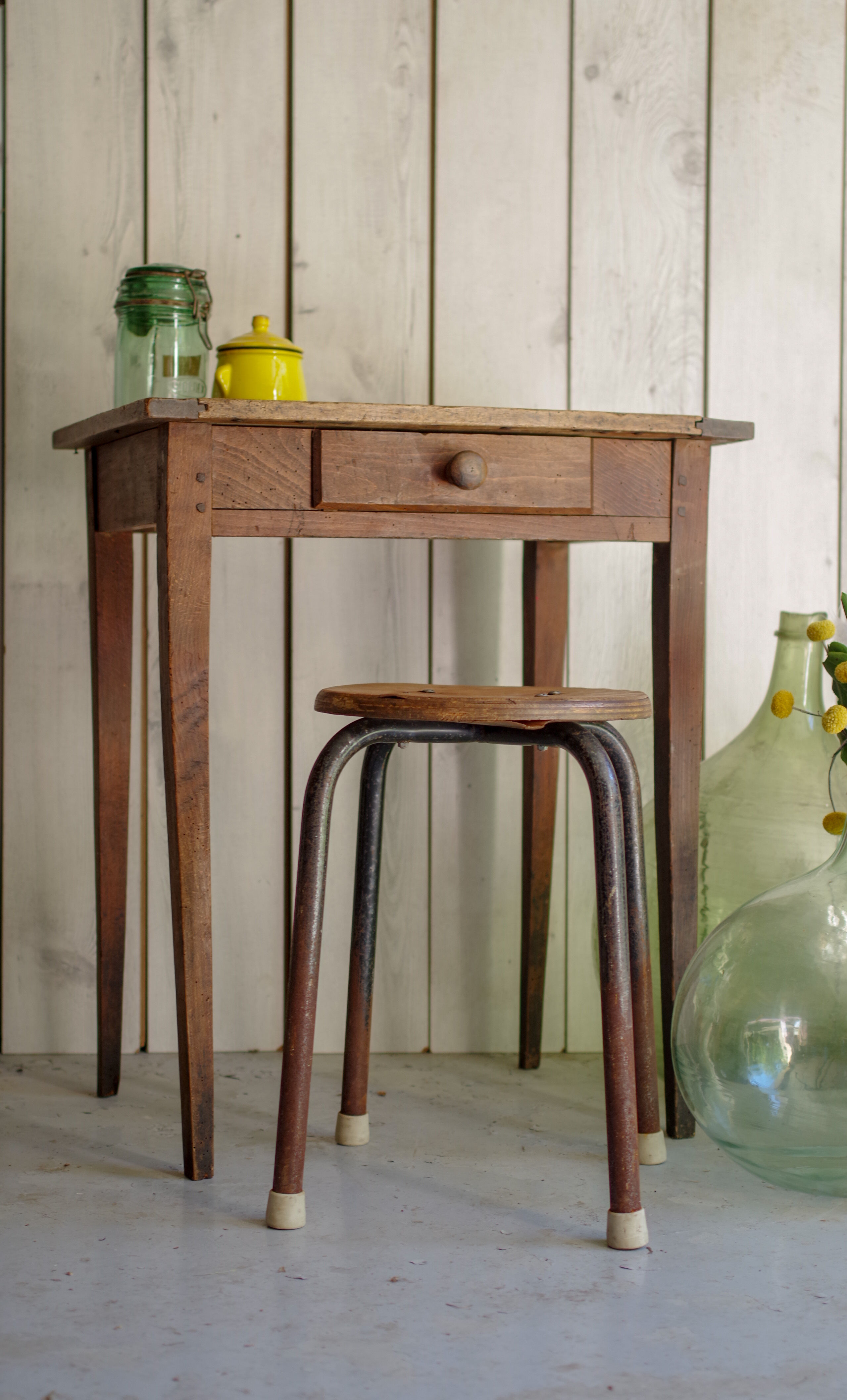 Small farm table-old rustic wooden desk years 50