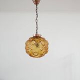 Danish Mid-Century Copper and Glass Pendant Light