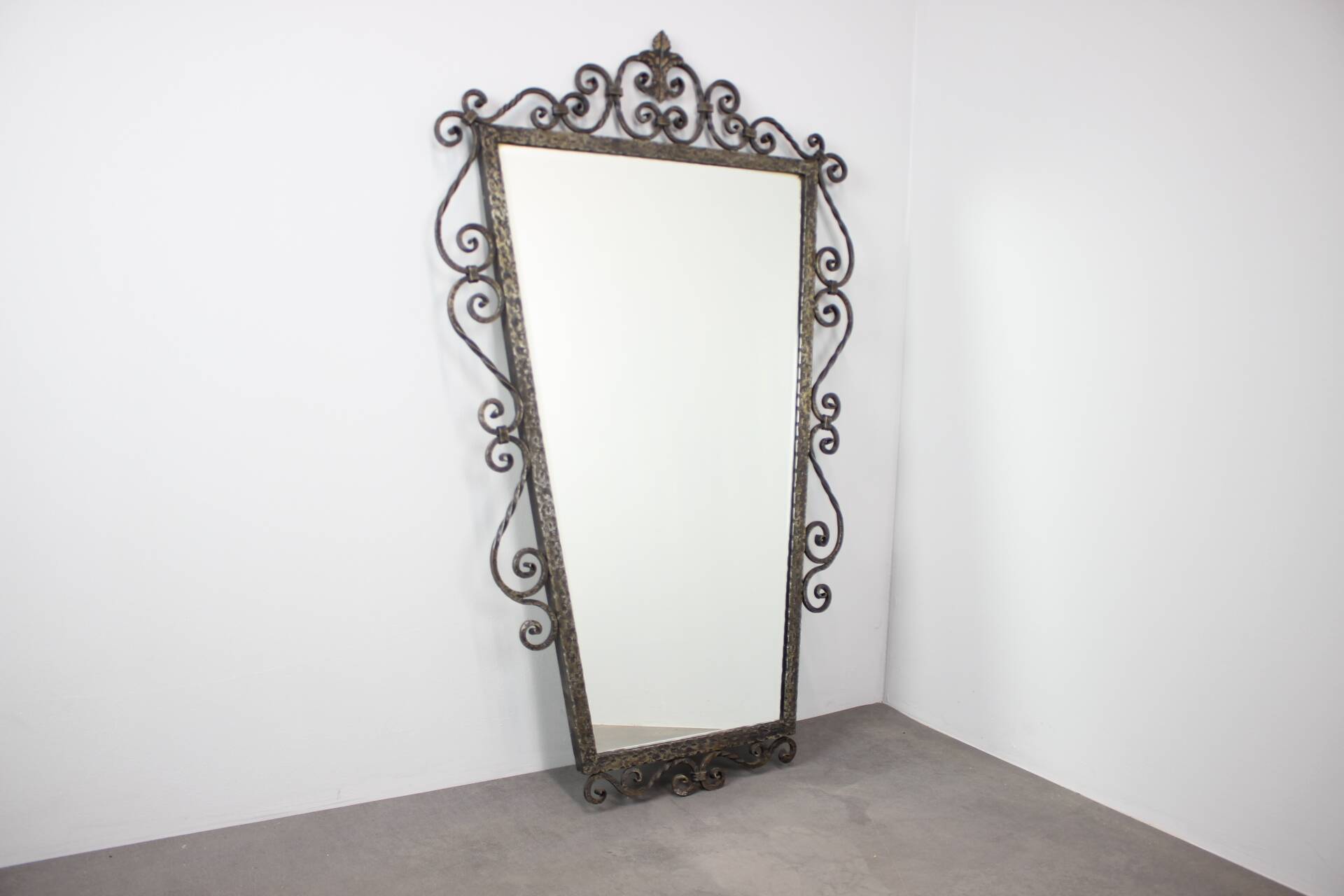 Ornamental wrought iron mirror MOKO Prague, Czechoslovakia, mid-20th century