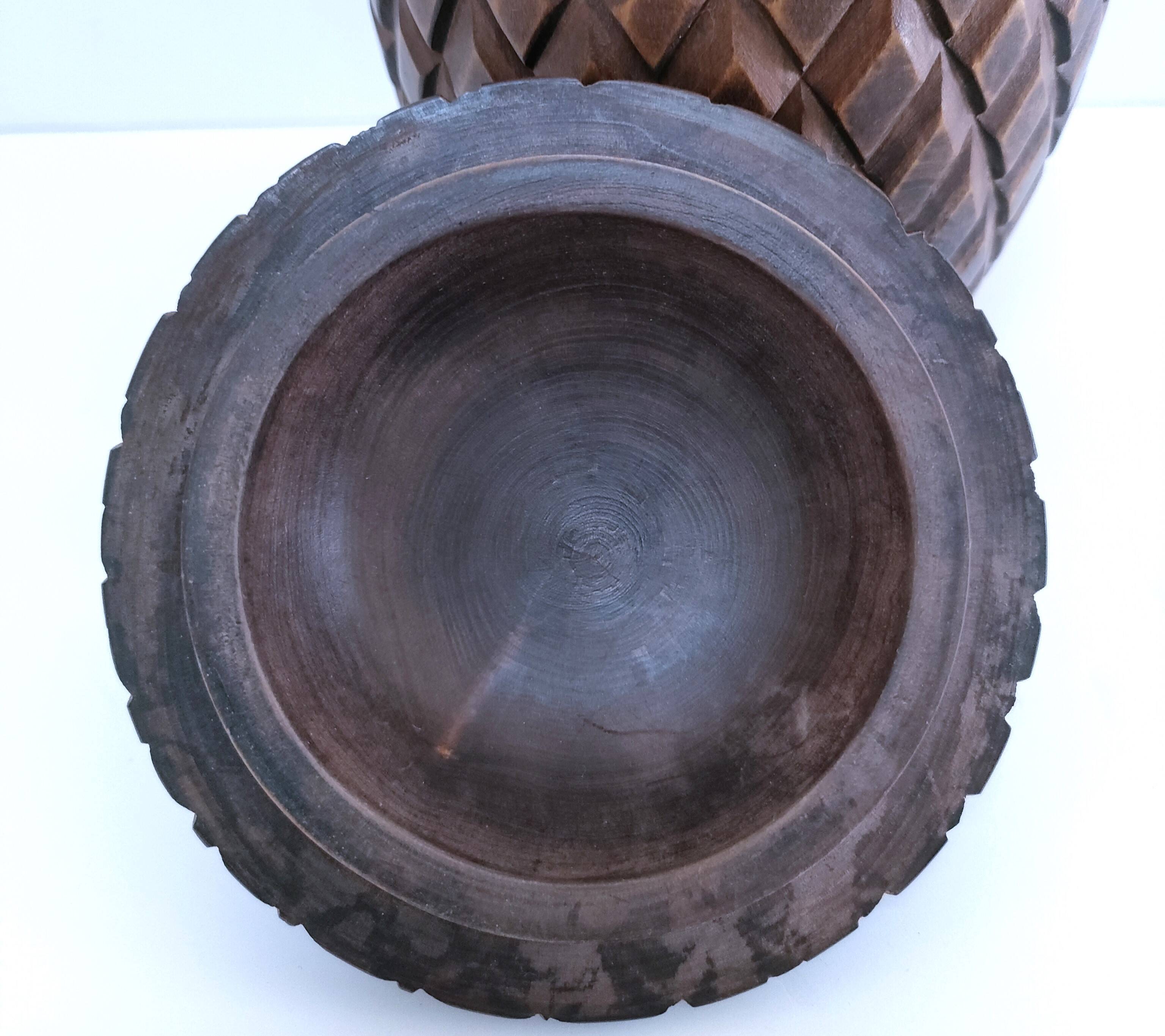 Solid vintage pine cone wood box