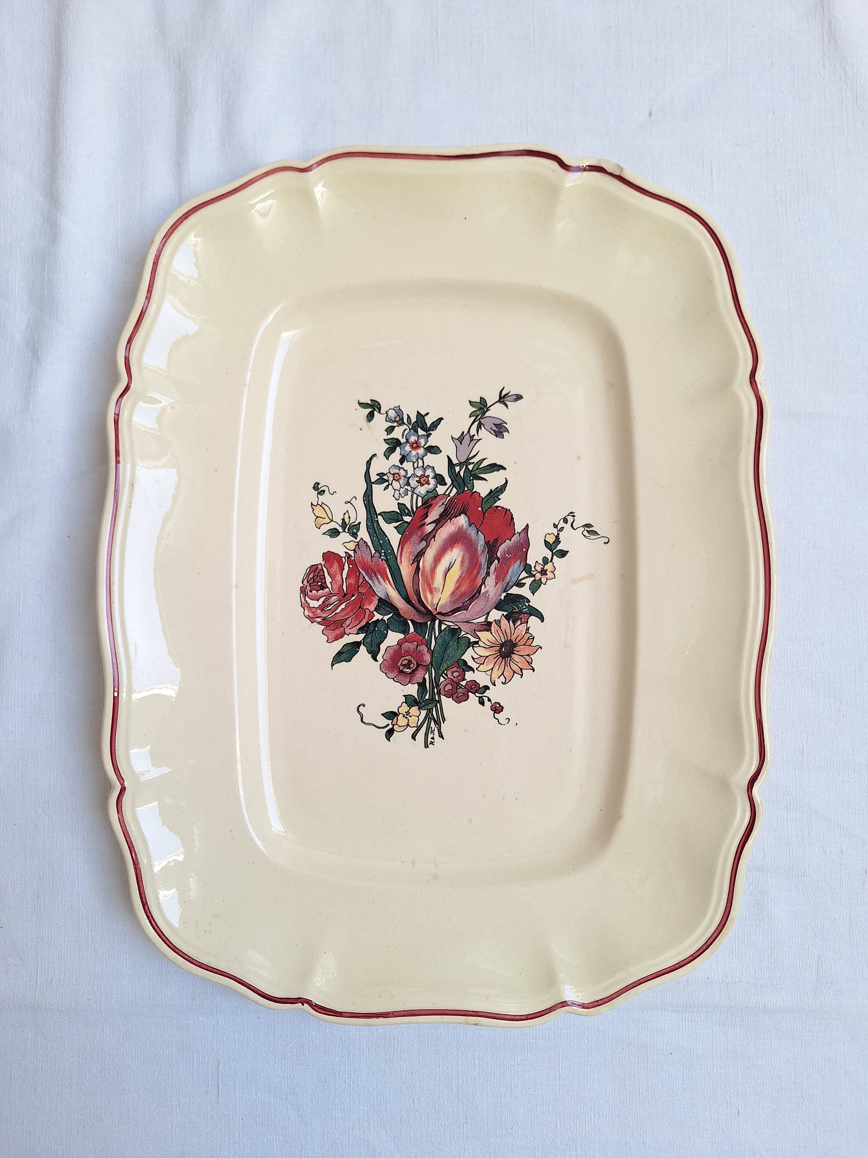 Large rectangular dish Digoin Sarreguemines Model Lorraine