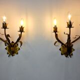 Pair of floral wall lamps Italy, 1950