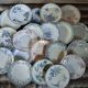 20 mismatched antique flat plates in ironstone