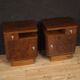 Pair of Italian nightstands in walnut and burl
