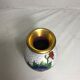 Vase cloisonné laiton dessins fleurs émaillés décoration vintage #2
