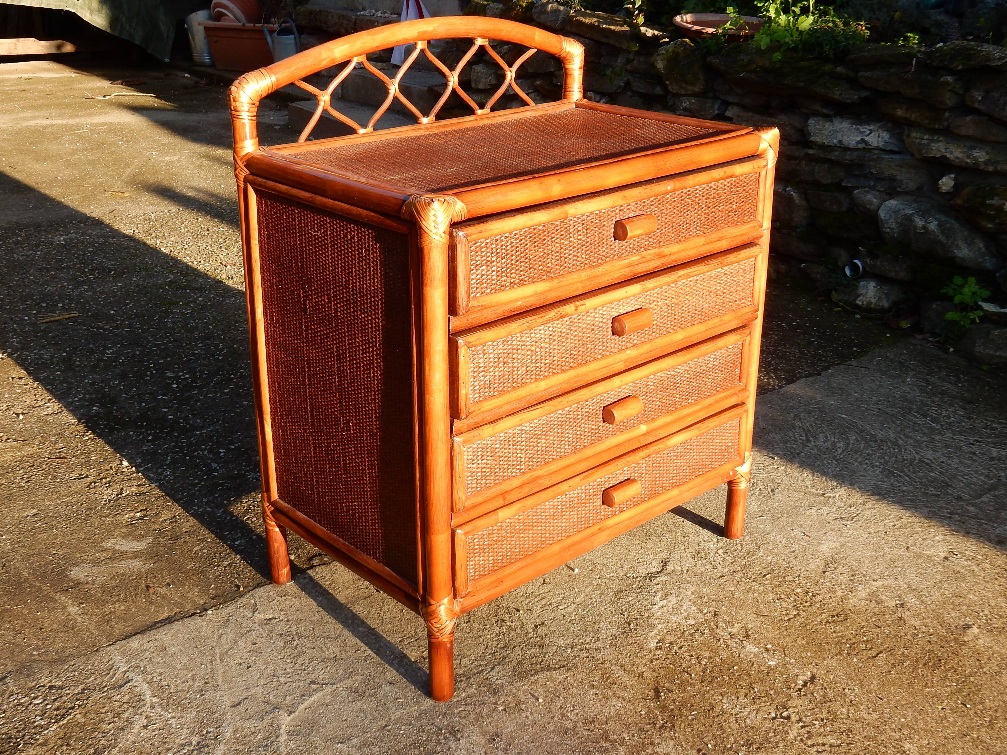 Commode vintage en rotin - Parfait état