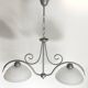 Brushed grey metal double pendant light and alabaster glass.