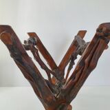 Vintage brutalist magazine rack 1970 wood & vine branch 70s 1970s year
