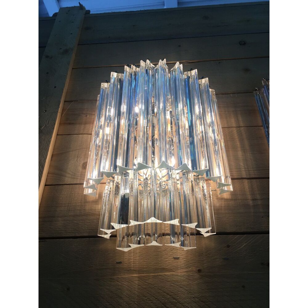 Clear “triedro” murano glass wall sconce